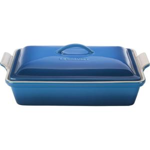 imageLe Creuset Stoneware Heritage Covered Rectangular Casserole 4 qt 12quot x 9quot CaribbeanMarseille