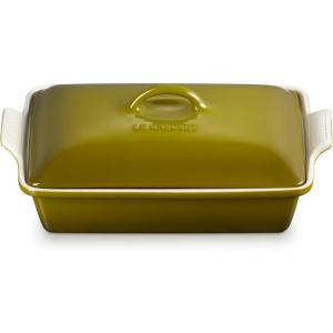 imageLe Creuset Stoneware Heritage Covered Rectangular Casserole 4 qt 12quot x 9quot CaribbeanOlive
