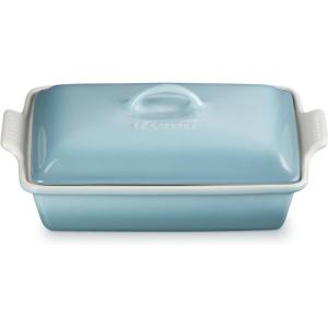 imageLe Creuset Stoneware Heritage Covered Rectangular Casserole 4 qt 12quot x 9quot CaribbeanSea Salt