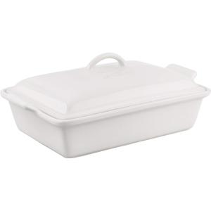 imageLe Creuset Stoneware Heritage Covered Rectangular Casserole 4 qt 12quot x 9quot CaribbeanWhite