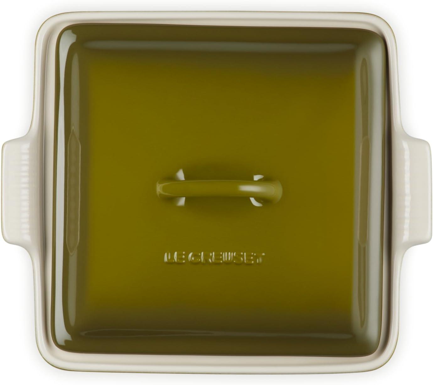 imageLe Creuset Stoneware Heritage Shallow Square Casserole 2qt 9quot LicoriceOlive