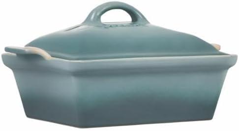 imageLe Creuset Stoneware Heritage Shallow Square Casserole 2qt 9quot LicoriceSea Salt