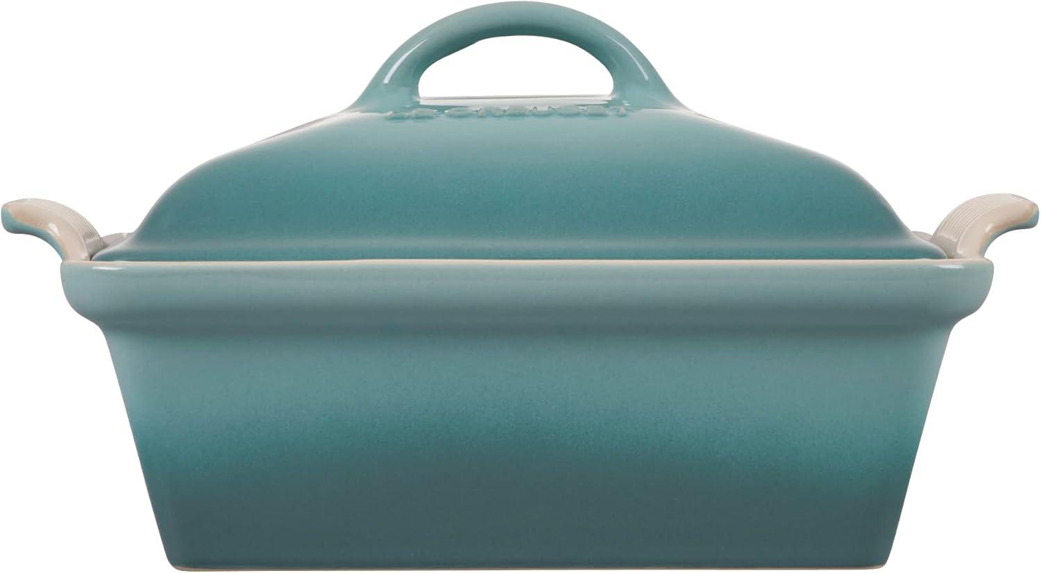 imageLe Creuset Stoneware Heritage Shallow Square Casserole 2qt 9quot LicoriceSea Salt