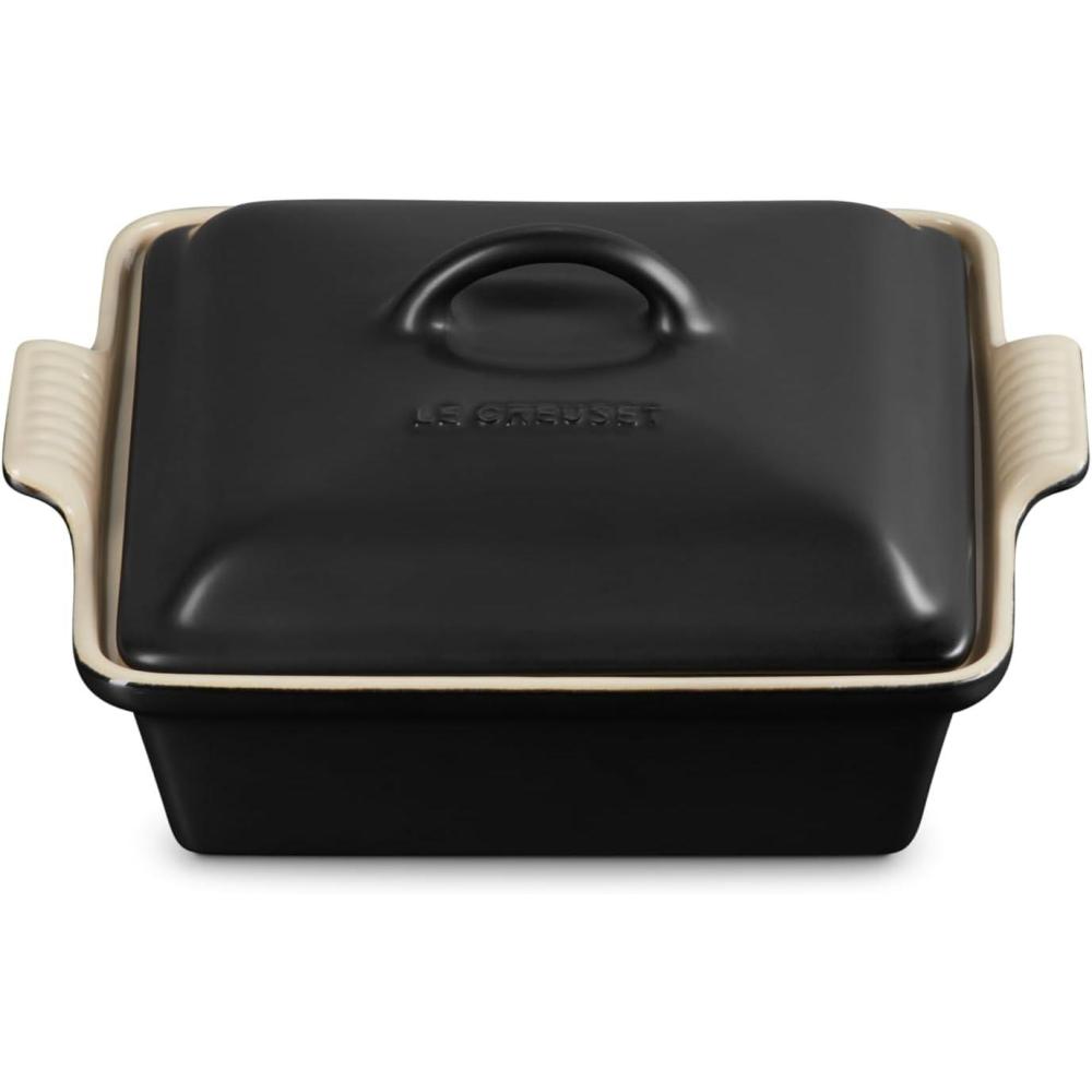 imageLe Creuset Stoneware Heritage Shallow Square Casserole 2qt 9quot LicoriceLicorice