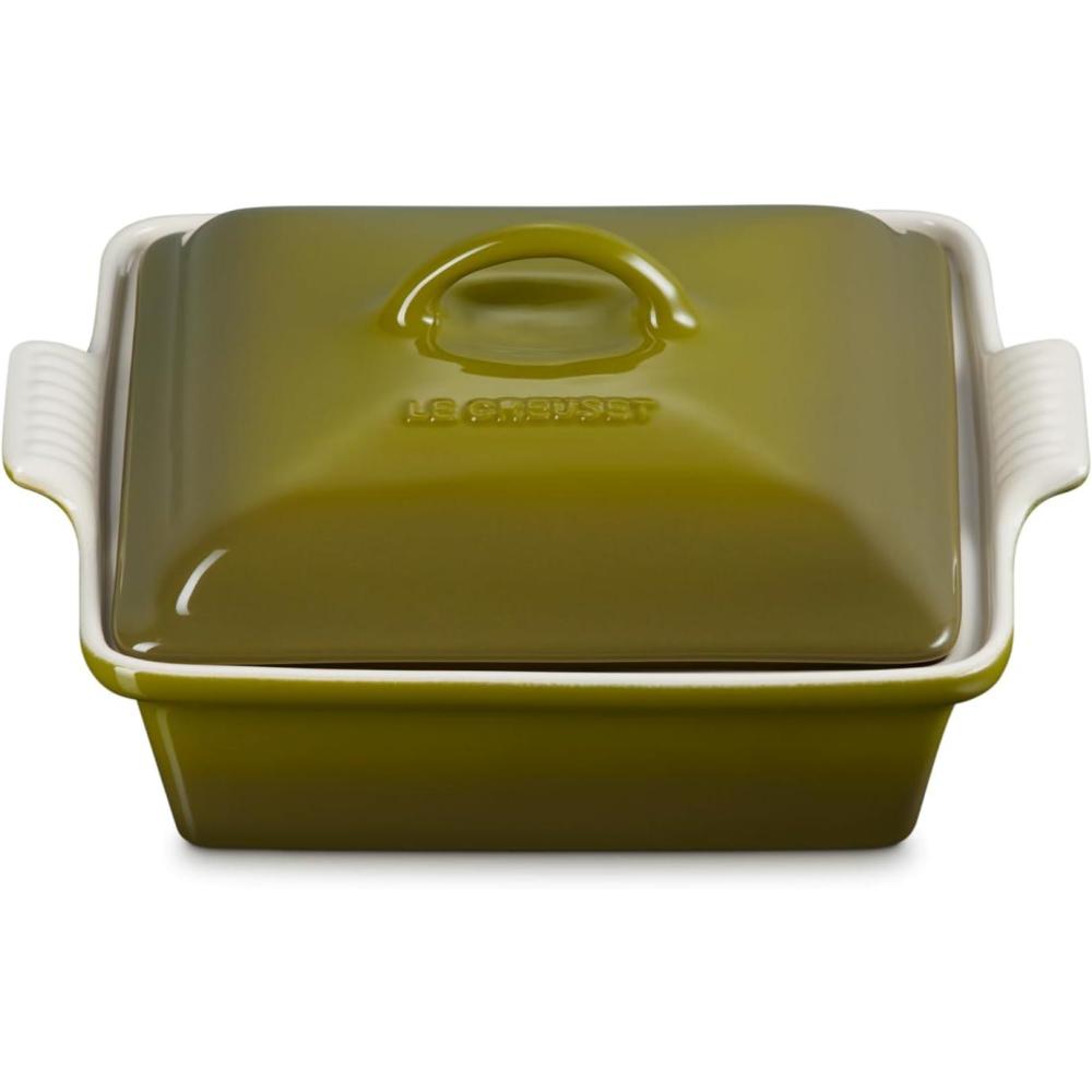 imageLe Creuset Stoneware Heritage Shallow Square Casserole 2qt 9quot LicoriceOlive