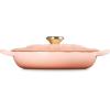 imageLe Creuset Signature Enameled Cast Iron Petal Braiser 225qt White wGold KnobPeche