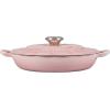 imageLe Creuset Signature Enameled Cast Iron Petal Braiser 225qt White wGold KnobShell Pink