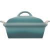 imageLe Creuset Stoneware Heritage Shallow Square Casserole 2qt 9quot LicoriceSea Salt