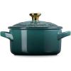 imageLe Creuset Stoneware Holly Collection Mini Round Cocotte 8 Oz Cerise with Gold KnobArtichaut