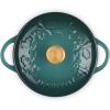imageLe Creuset Stoneware Holly Collection Mini Round Cocotte 8 Oz Cerise with Gold KnobArtichaut