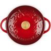 imageLe Creuset Stoneware Holly Collection Mini Round Cocotte 8 Oz Cerise with Gold KnobCerise