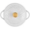 imageLe Creuset Stoneware Holly Collection Mini Round Cocotte 8 Oz Cerise with Gold KnobWhite