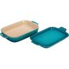 imageLe Creuset Stoneware Rectangular Dish with Platter Lid 14 34quot X 9quot WhiteCaribbean