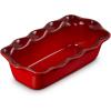 imageLe Creuset Stoneware Set of 2 9quot Heritage Fluted Pie and 9quot Fluted Loaf Dish WhiteCerise