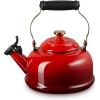 imageLe Creuset Enamel on Steel Whistling Tea Kettle with Gold Finishes 17 qt CeriseCerise
