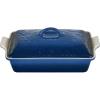 imageLe Creuset Olive Branch Collection Stoneware Heritage Covered Rectangular Casserole 4 qt Marseille with Embossed LidMarseille