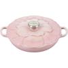 imageLe Creuset Signature Enameled Cast Iron Petal Braiser 225qt White wGold KnobShell Pink