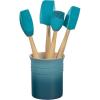 imageLe Creuset Silicone Craft Series Utensil Set with Stoneware Crock 5 pc CaribbeanCaribbean