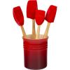 imageLe Creuset Silicone Craft Series Utensil Set with Stoneware Crock 5 pc CaribbeanCerise