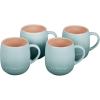 imageLe Creuset Stoneware Set of 4 Heritage Mugs 13 oz each CeriseSea Salt
