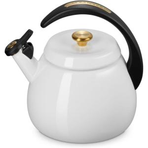 imageLe Creuset Enamel on Steel Cloche Kettle 22 qt White with Gold Accents