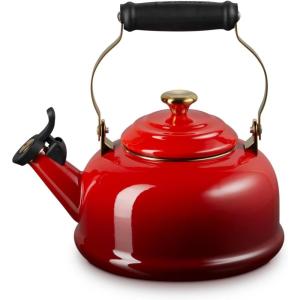 imageLe Creuset Enamel on Steel Whistling Tea Kettle with Gold Finishes 17 qt CeriseCerise