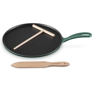 imageLe Creuset Enameled Cast Iron Crepe Pan with Rateau and Spatula 1075quot CeriseArtichaut