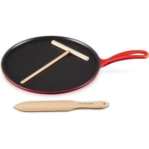 imageLe Creuset Enameled Cast Iron Crepe Pan with Rateau and Spatula 1075quot CeriseCerise