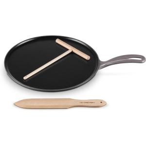 imageLe Creuset Enameled Cast Iron Crepe Pan with Rateau and Spatula 1075quot CeriseOyster