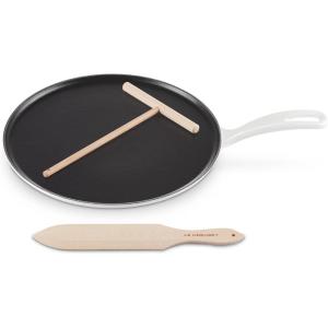 imageLe Creuset Enameled Cast Iron Crepe Pan with Rateau and Spatula 1075quot CeriseWhite