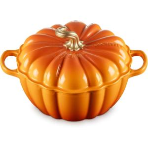 imageLe Creuset Enameled Cast Iron Figural Pumpkin Cocotte 4 qt Persimmon with Gold Figural KnobPersimmon