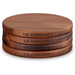 imageLe Creuset Enameled Cast Iron Gourmand Collection Set of 4 Mini Skillet 3 qt Matte BlackPetite Magnetic Wooden Trivet