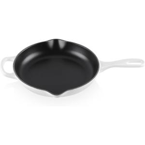 imageLe Creuset Enameled Cast Iron Signature Iron Handle Skillet 1025quot 134 qt WhiteWhite