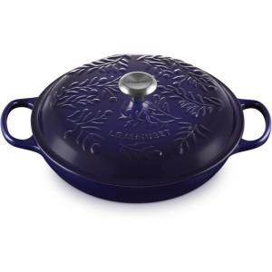 imageLe Creuset Olive Branch Collection Enameled Cast Iron Signature Braiser 35 qt Artichaut with Embossed LidIndigo