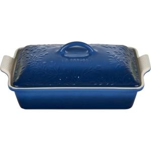 imageLe Creuset Olive Branch Collection Stoneware Heritage Covered Rectangular Casserole 4 qt Marseille with Embossed LidMarseille