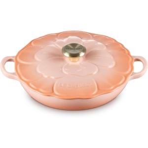 imageLe Creuset Signature Enameled Cast Iron Petal Braiser 225qt White wGold KnobPeche