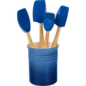 imageLe Creuset Silicone Craft Series Utensil Set with Stoneware Crock 5 pc CaribbeanMarseille
