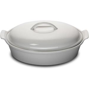 imageLe Creuset Stoneware Heritage Covered Oval Casserole 4 qt 14quot WhiteWhite