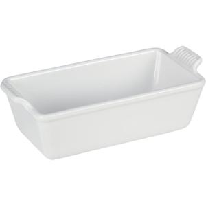 imageLe Creuset Stoneware Heritage Loaf Pan 9quot x 5quot x 3quot 15 qt CeriseWhite