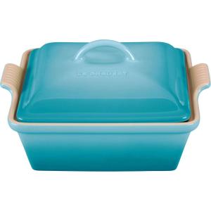 imageLe Creuset Stoneware Heritage Shallow Square Casserole 2qt 9quot LicoriceCaribbean