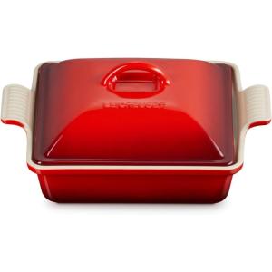 imageLe Creuset Stoneware Heritage Shallow Square Casserole 2qt 9quot LicoriceCerise