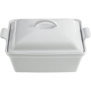 imageLe Creuset Stoneware Heritage Shallow Square Casserole 2qt 9quot LicoriceWhite