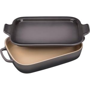 imageLe Creuset Stoneware Rectangular Dish with Platter Lid 14 34quot X 9quot WhiteOyster