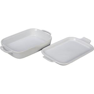 imageLe Creuset Stoneware Rectangular Dish with Platter Lid 14 34quot X 9quot WhiteWhite