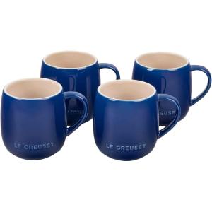 imageLe Creuset Stoneware Set of 4 Heritage Mugs 13 oz each CeriseIndigo