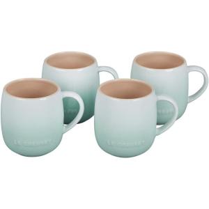 imageLe Creuset Stoneware Set of 4 Heritage Mugs 13 oz each Shell PinkIce Green