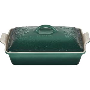 imageLe Creuset Olive Branch Collection Stoneware Heritage Rectangular Covered Casserole 4 Qt OliveArtichaut