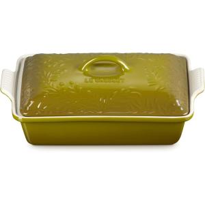 imageLe Creuset Olive Branch Collection Stoneware Heritage Rectangular Covered Casserole 4 Qt OliveOlive