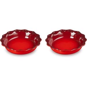 imageLe Creuset Stoneware Set of 2 Heritage Fluted Pie Dish 9quot ArtichautCerise