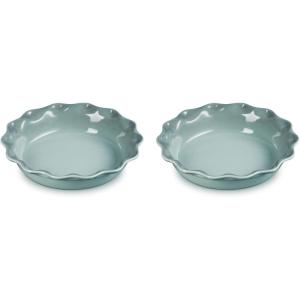 imageLe Creuset Stoneware Set of 2 Heritage Fluted Pie Dish 9quot ArtichautSea Salt